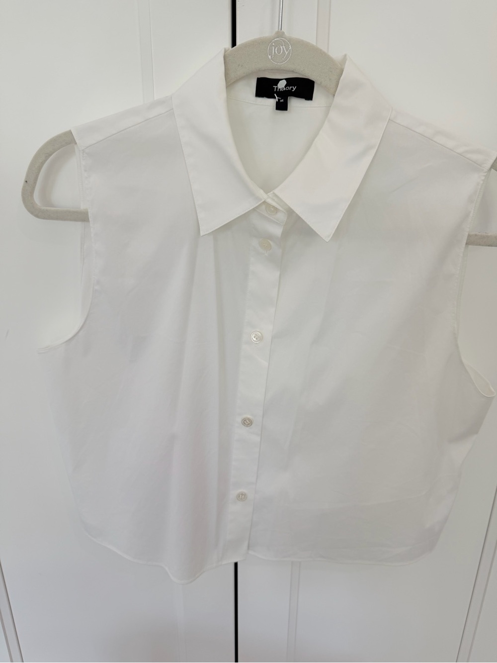 Theory White Sleeveless Button-Down Shirt Shell